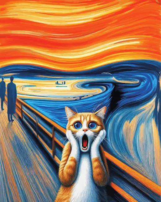 munch scream cat Diamond By Numbers Munch Scream Cat Diamond Painting