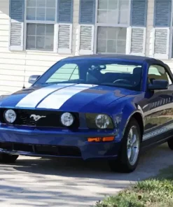 Mustang White And Blue Diamond Painting