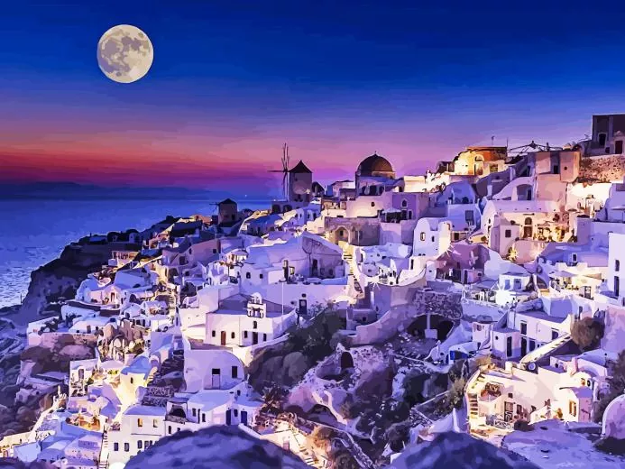 night in greece Diamond by Numbers Night In Greece Diamond Painting