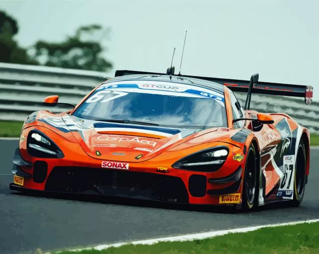 orange car racing Diamond With Numbers Orange Car Racing Diamond Painting