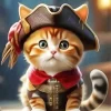 Orange Pirate Cat Diamond Painting