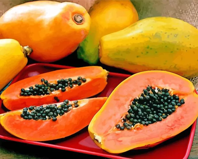 papaya fruit Diamond With Numbers Papaya Fruit Diamond Painting