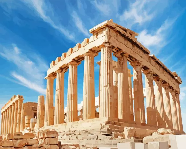 parthenon athens temple Diamond By Numbers Parthenon Athens Temple Diamond Painting