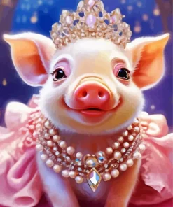 Princess Girly Pig Diamond Painting