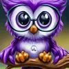 Purple Owl Diamond Painting