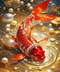 Red Golden Fish Diamond Painting