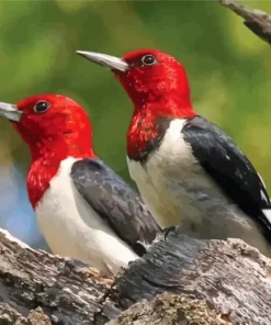 Red Headed Woodpecker Birds Diamond Painting