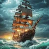 Sailing Ship In A Storm Diamond Painting