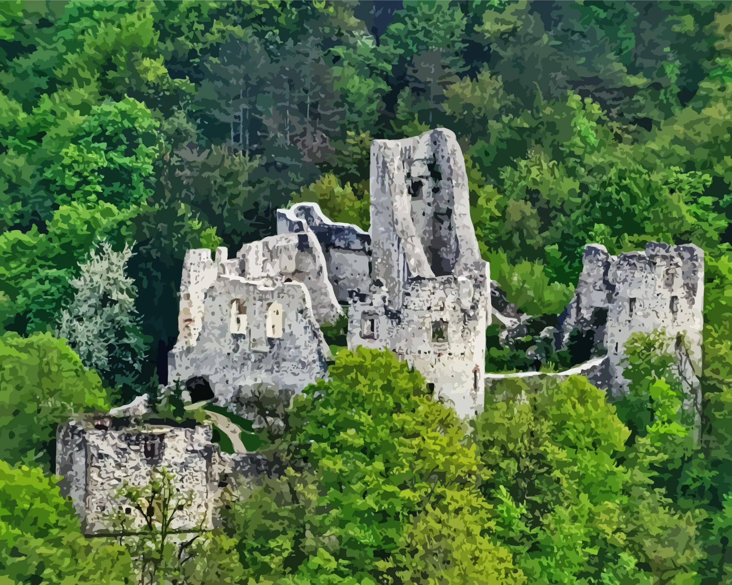 samobor castle in croatia Diamond With Numbers Samobor Castle In Croatia Diamond Painting