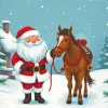 Santa And Horse Diamond Painting