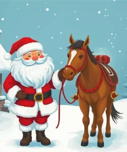 Santa And Horse Diamond Painting