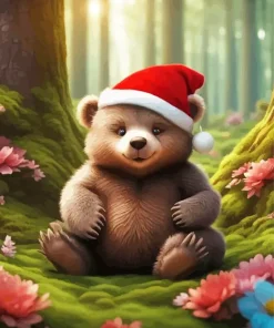 Santa Bat Brown Bear Diamond Painting