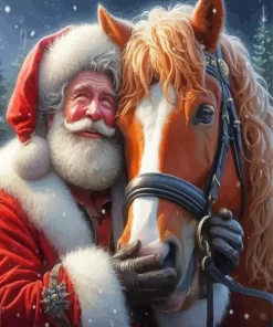 Santa Claus And Horse Diamond Painting