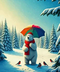 Santa On Polar Bear Diamond Painting