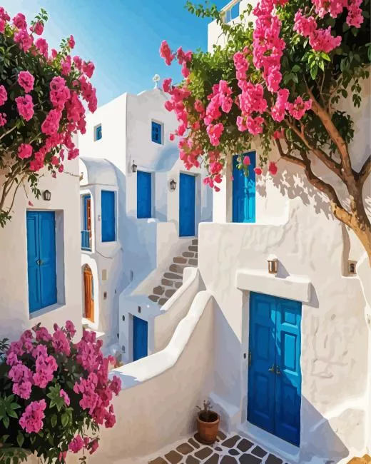 santorini blue door Diamond By Numbers Santorini Blue Door Diamond Painting