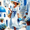 Santorini Flowers Art Diamond Painting