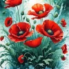 Scarlet Poppy Flower Art Diamond Painting