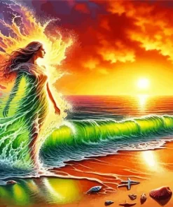 Sea Waves Lady Diamond Painting