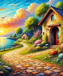 Sea With Sunset Art Diamond Painting