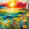Seascape Flowers Diamond Painting