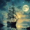 Ship In Moonlight Diamond Painting