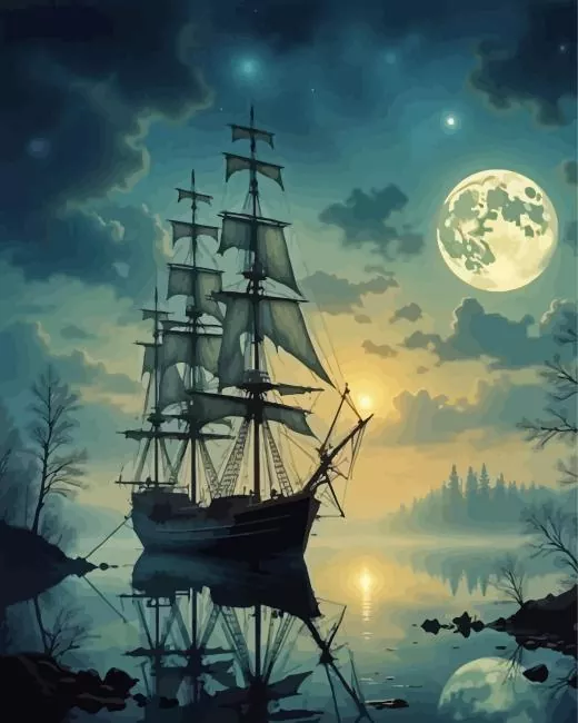 ship in moonlight Diamond Paintings Ship In Moonlight Diamond Painting