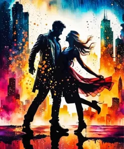 Silhouette Couple Dancing Diamond Painting