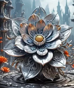 Silver Flower Art Diamond Painting