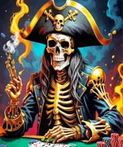 Skeleton Playing Poker Diamond Painting