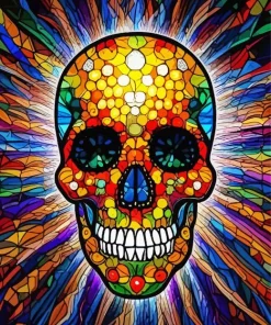 Skull Stained Glass Diamond Painting