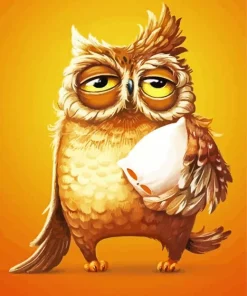 Sleepy Owl Cartoon Diamond Painting