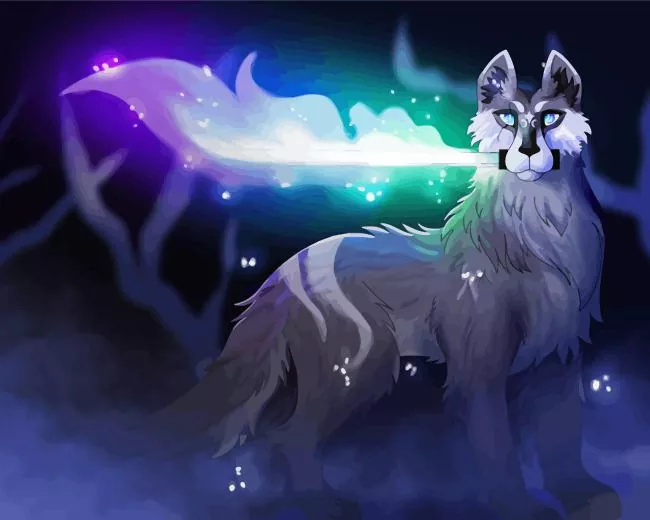 spirit wolf with sword Diamond With Numbers Spirit Wolf With Sword Diamond Painting