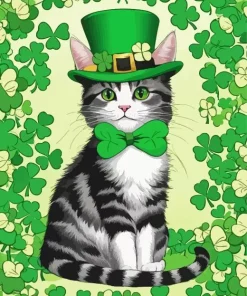 St Patricks Day Cat Diamond Painting