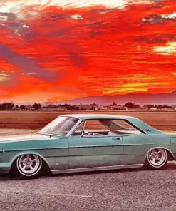 Sunset Slammed Ford Galaxie Diamond Painting