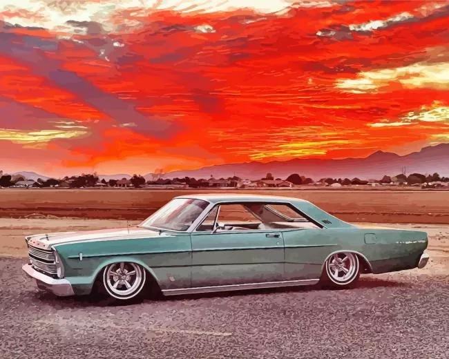sunset slammed ford galaxie Diamond Paintings Sunset Slammed Ford Galaxie Diamond Painting