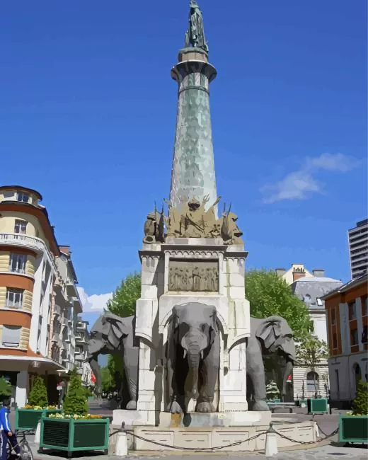the elephant fountain in Chambery Diamond By Numbers The Elephant Fountain In Chambery Diamond Painting