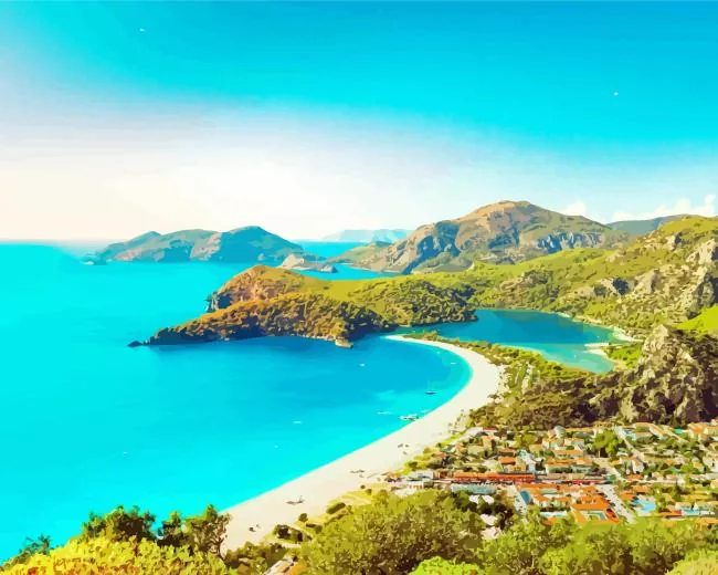 turkey oludeniz village Diamond With Numbers Turkey Oludeniz Village Diamond Painting