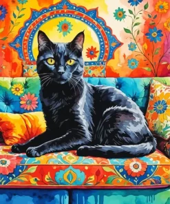Whimsical Black Cat Diamond Painting