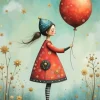 Whimsical Girl Balloon Diamond Painting
