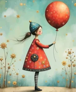 Whimsical Girl Balloon Diamond Painting