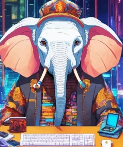 White Elephant Diamond Painting