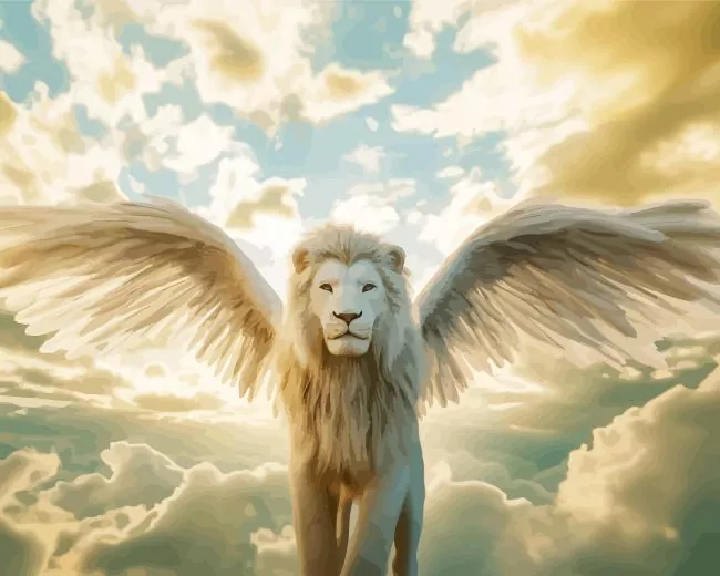 white lion with wings Diamond by Numbers White Lion With Wings Diamond Painting