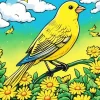 Yellow Canary Bird And Flowers Diamond Painting