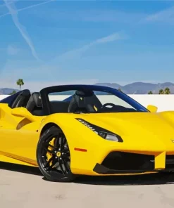 Yellow Ferrari Car Diamond Painting