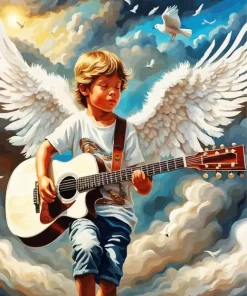 Angel Boy Playing Guitar Diamond Painting