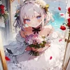 Anime Bride Holding Flowers Diamond Painting