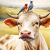 Birds And Blonde Cow Diamond Painting