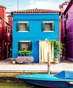 Blue House Burano Diamond Painting
