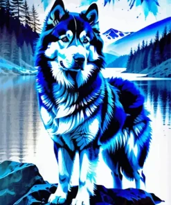 Blue Husky Diamond Painting