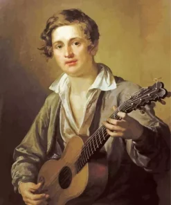 Boy Holding Guitar Diamond Painting